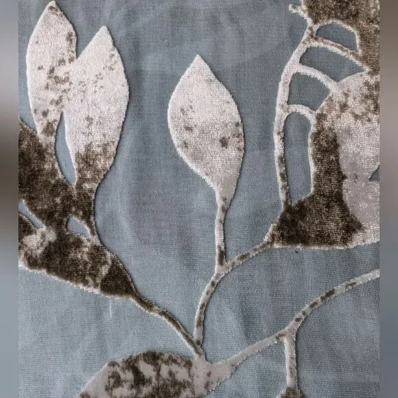 Nile (Swiss Brand) Silk Floral Burnout Velvet  Grey Blue Size M - Picture 3 of 14